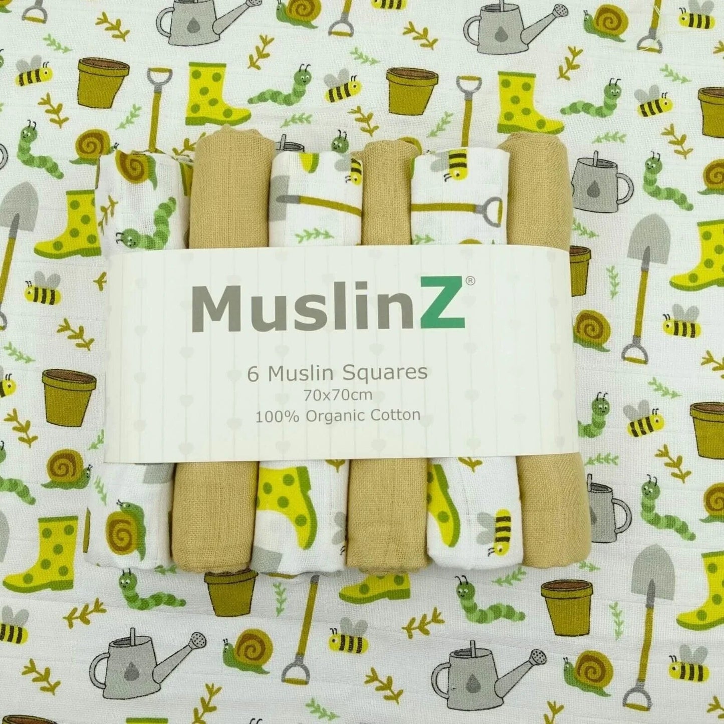 MuslinZ 6 Pack Organic Cotton Muslin Squares 70x70cm - Garden - mezetto ebebek ebebek