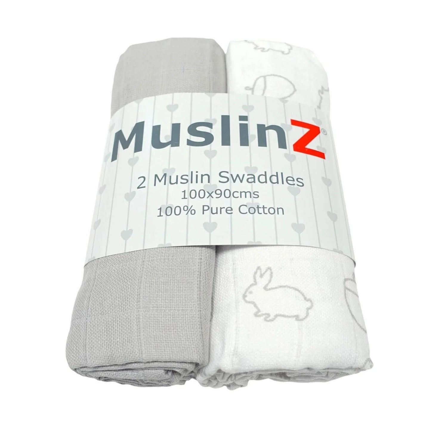 MuslinZ Muslin Swaddles 100x90cm 2 pcs - Grey - mezetto ebebek ebebek