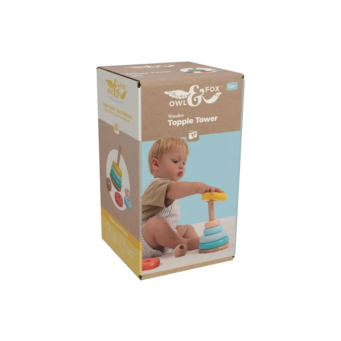 Owl & Fox Wooden Topple Tower - mezetto ebebek ebebek