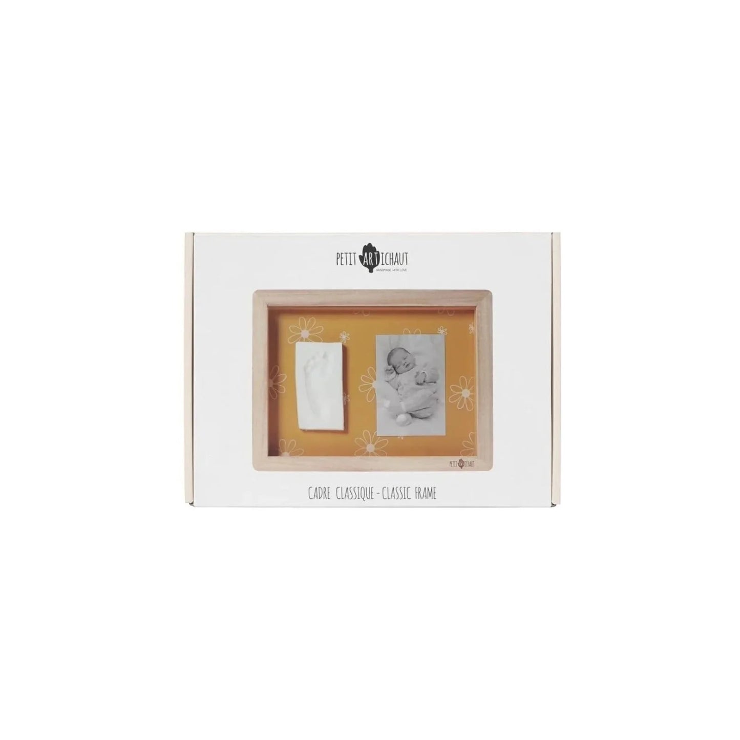 Petit Artichaut Classic Frame with Hand & Foot Imprints - Daisy Ochre - mezetto ebebek ebebek