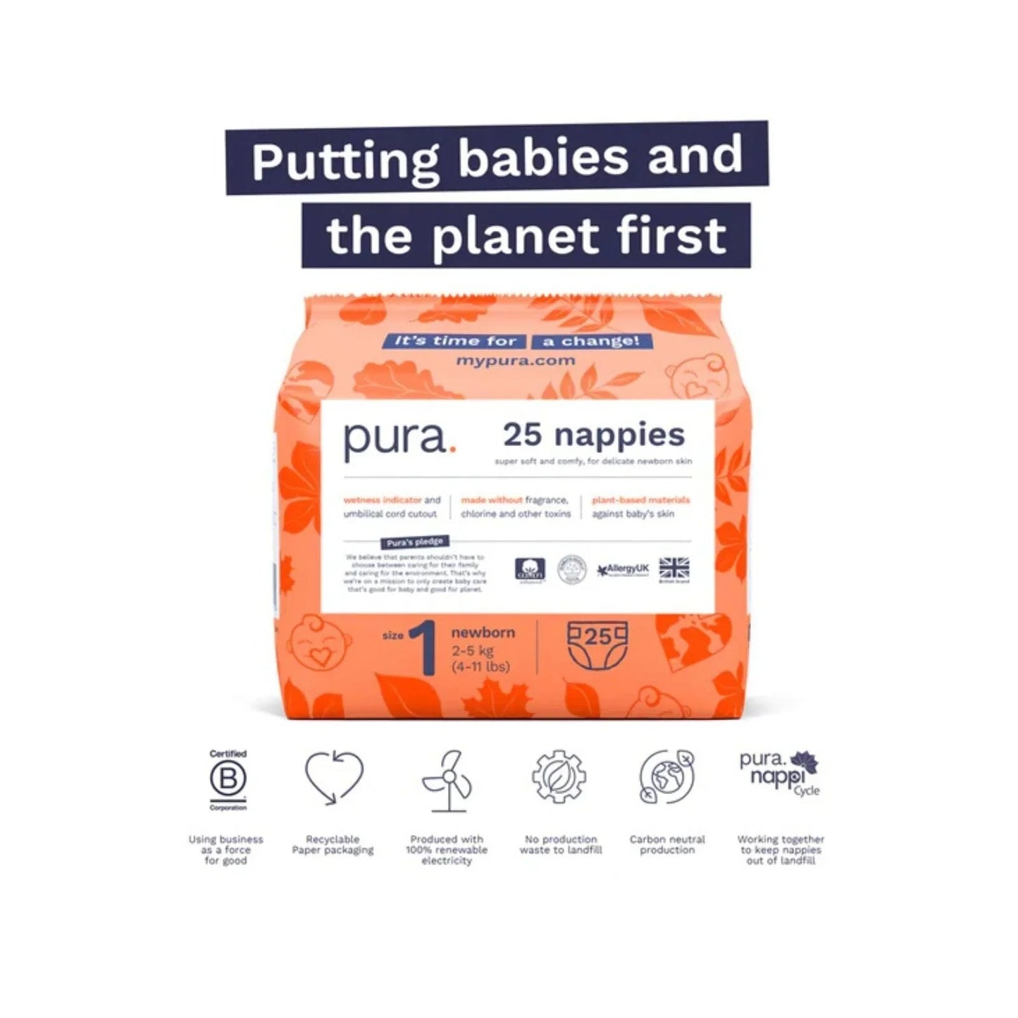 Pura Eco Nappy Size 1 - 25 nappies - mezetto ebebek ebebek
