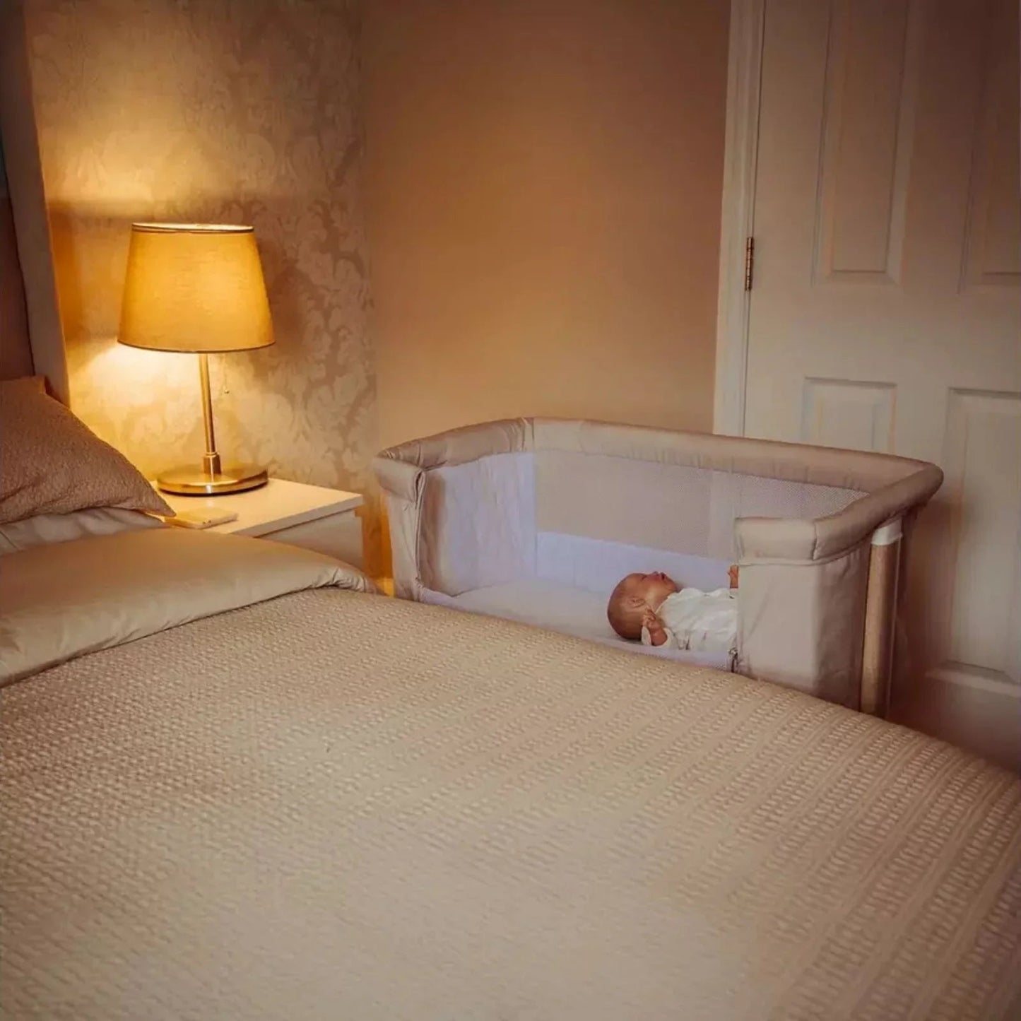 Red Kite Rockabye Bedside Crib - Oatmeal - mezetto ebebek ebebek