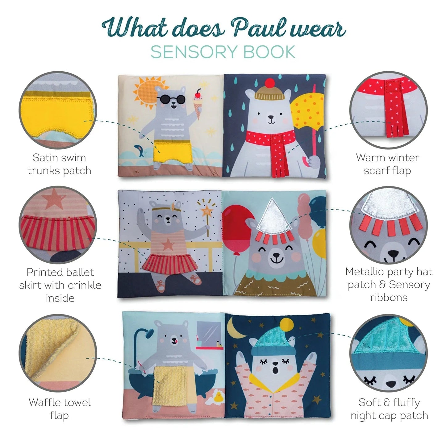 Taf Toys What Does Paul Wear? Book Blue Mix - mezetto ebebek ebebek