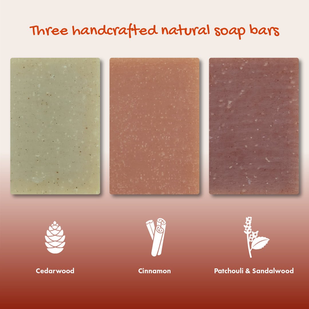 Trio Gift Set - Cedarwood, Cinnamon, Patchouli & Sandalwood - mezetto Friendly Soap Friendly Soap