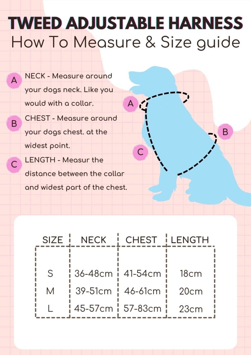 Tweed Adjustable Harness - Sage - mezetto PupClub Couture PupClub Couture