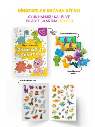 Dinozorlar Boyama Kitabı - Oyun Hamuru, Oyuncak ve Çıkartma Hediyeli - Bigkids Yayınları Kitap