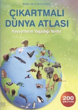 Çıkartmalı Dünya Atlası - Hayvanların Yaşadığı Yerler - 1001 Çiçek Kitaplar Kitap