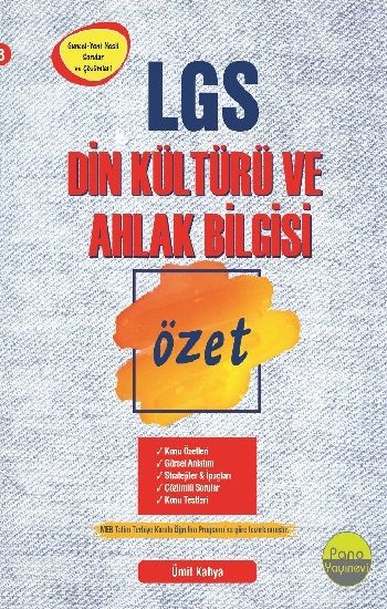 8.Sınıf LGS Din Kültürü ve Ahlak Bilgisi Özet Liselere Hazırlık - Pano Yayınevi Kitap