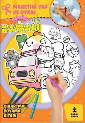 Sevimliler Kawaii - Çıkartmalı Boyama Kitabı - Maketini Yap ve Oyna! - Doğan Çocuk Kitap