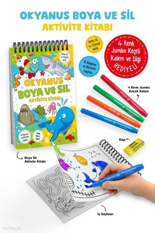 Okyanus – Boya ve Sil Aktivite Kitabı - Bigkids Yayınları Kitap