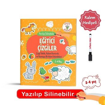 2-4 Yaş Eğitici Çizgiler (Yaz-Sil) - Dikkat Atölyesi Yayınları Kitap