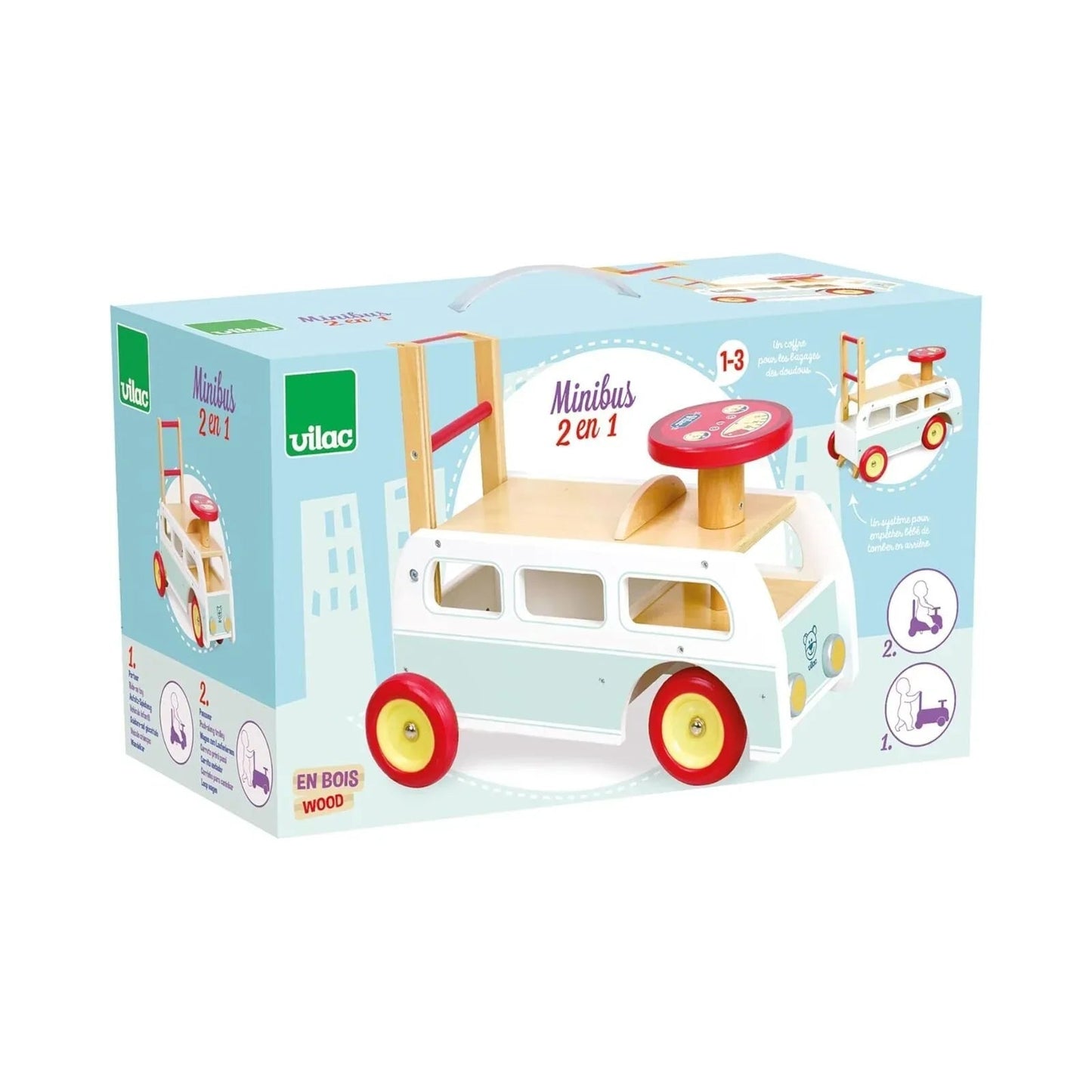 Vilac 2 - in - 1 Retro Wooden Camper Van - mezetto ebebek ebebek