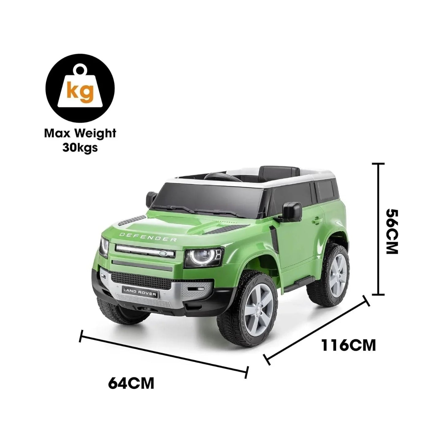 Xootz Land Rover Defender 12V Electric Ride On with Lithium Battery - Green - mezetto ebebek ebebek