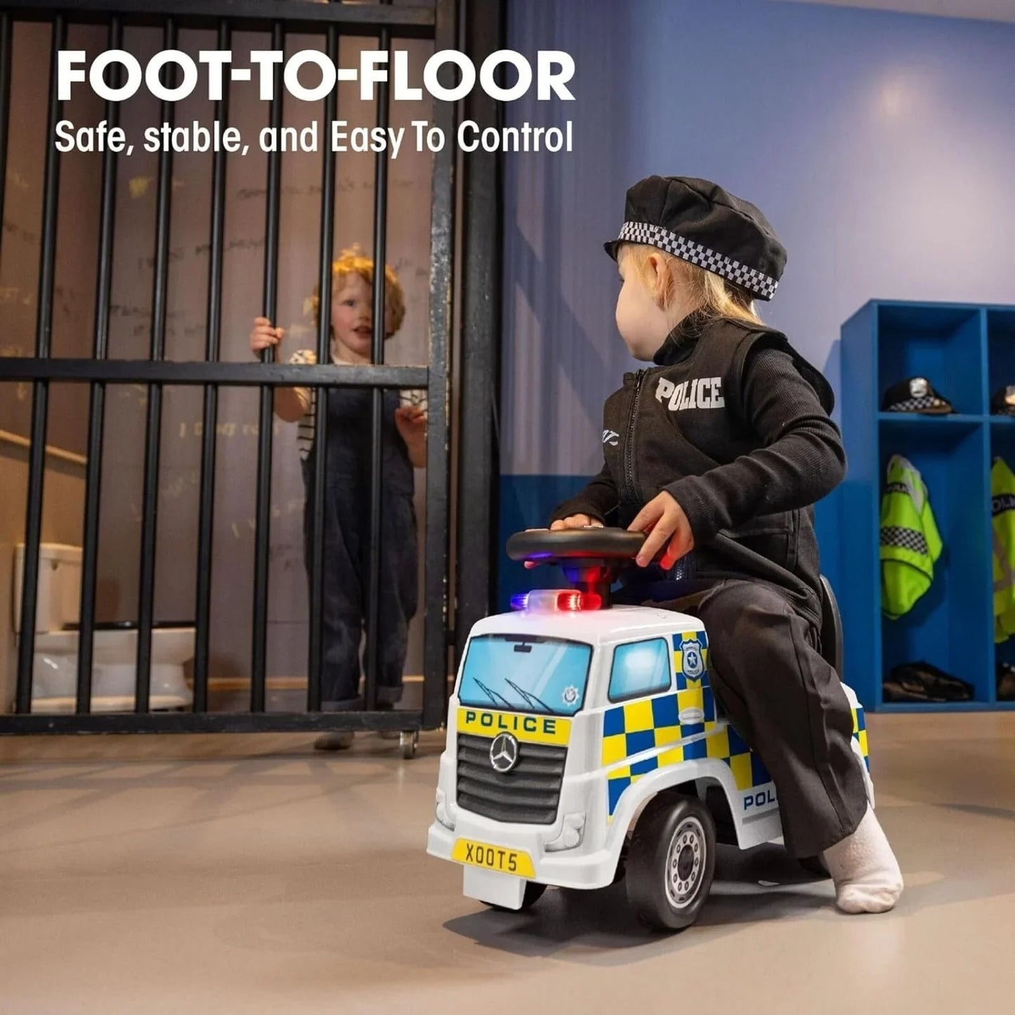 Xootz Mercedes - Benz Police Foot - to - Floor Ride On - White - mezetto ebebek ebebek
