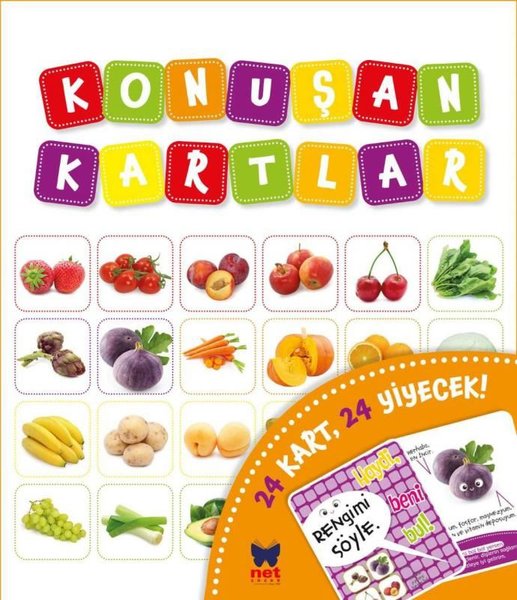 Konuşan Kartlar - 24 Kart 24 Yiyecek - Net Çocuk Yayınları Kitap