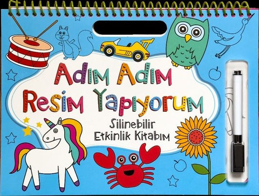 Adım Adım Resim Yapıyorum - Mavi Kapak - Silinebilir Etkinlik Kitabım - Net Çocuk Yayınları Kitap