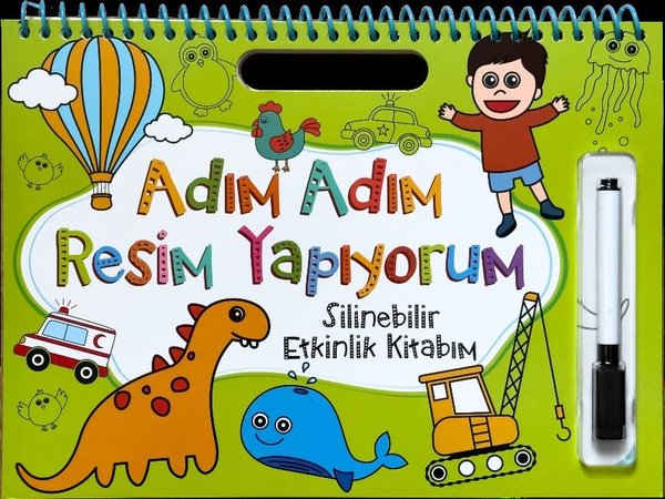 Adım Adım Resim Yapıyorum - Yeşil Kapak - Silinebilir Etkinlik Kitabım - Net Çocuk Yayınları Kitap