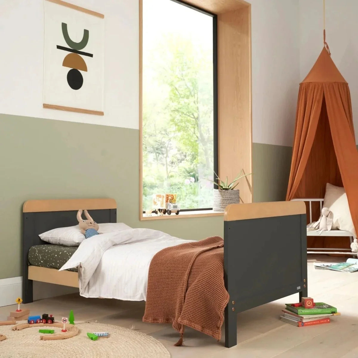 Tutti Bambini Rio Cot Bed with Cot Top Changer & Mattress - Slate/Honey Oak