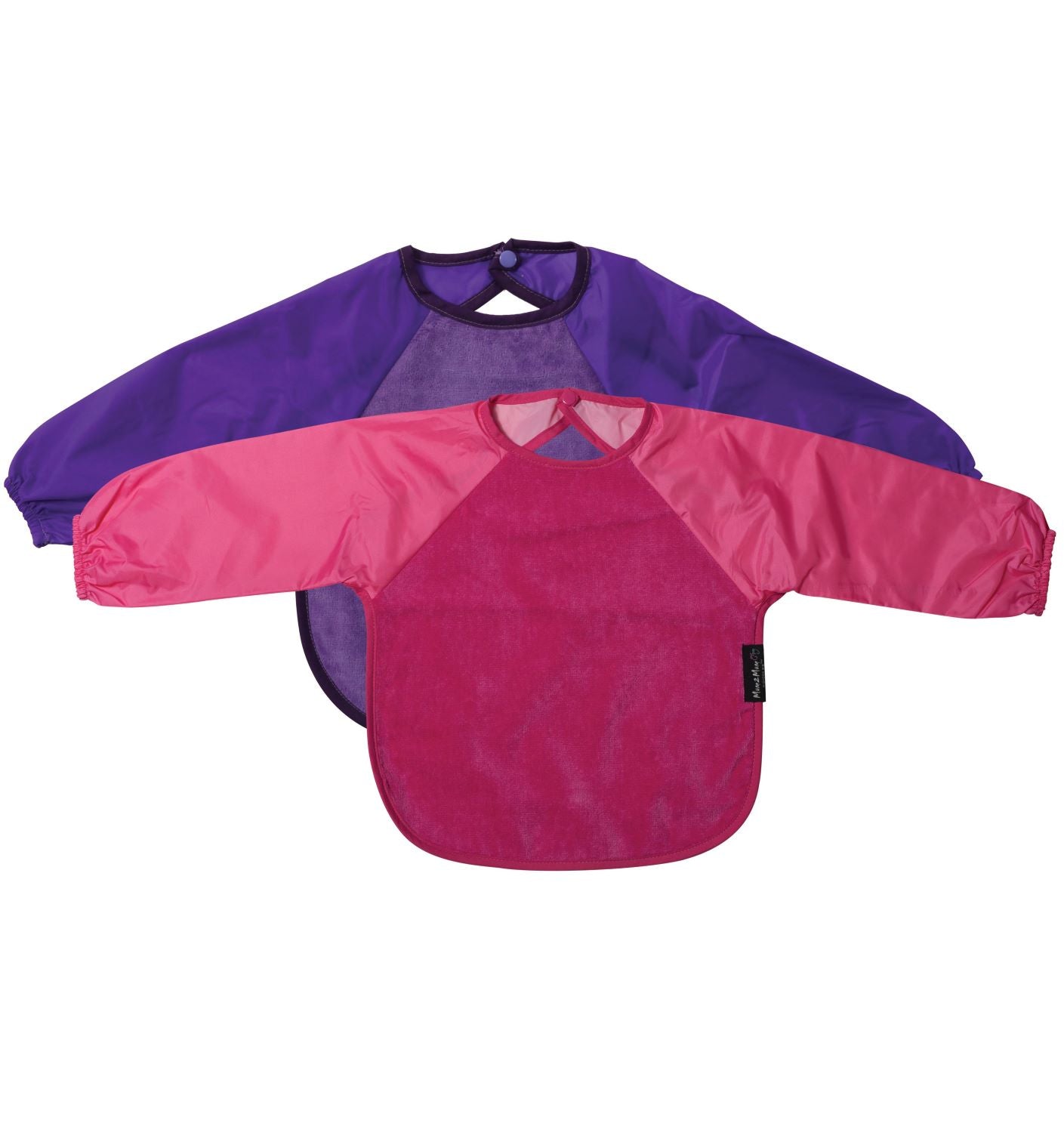 2 PACK - Mum 2 Mum Long Sleeved Wonder Bibs LARGE 18m - 3 years - Purple & Cerise - mezetto Baby&More Baby&More