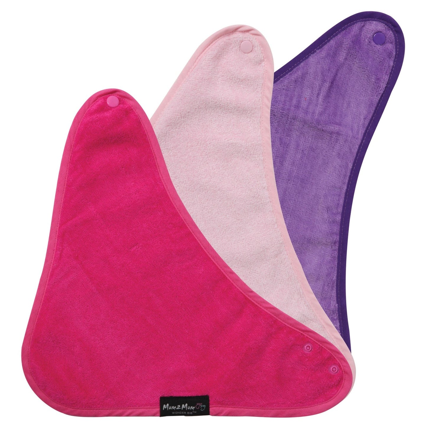 3 PACK - Mum 2 Mum Bandana Style Baby Bibs - Cerise / Purple / Baby Pink - mezetto Baby&More Baby&More
