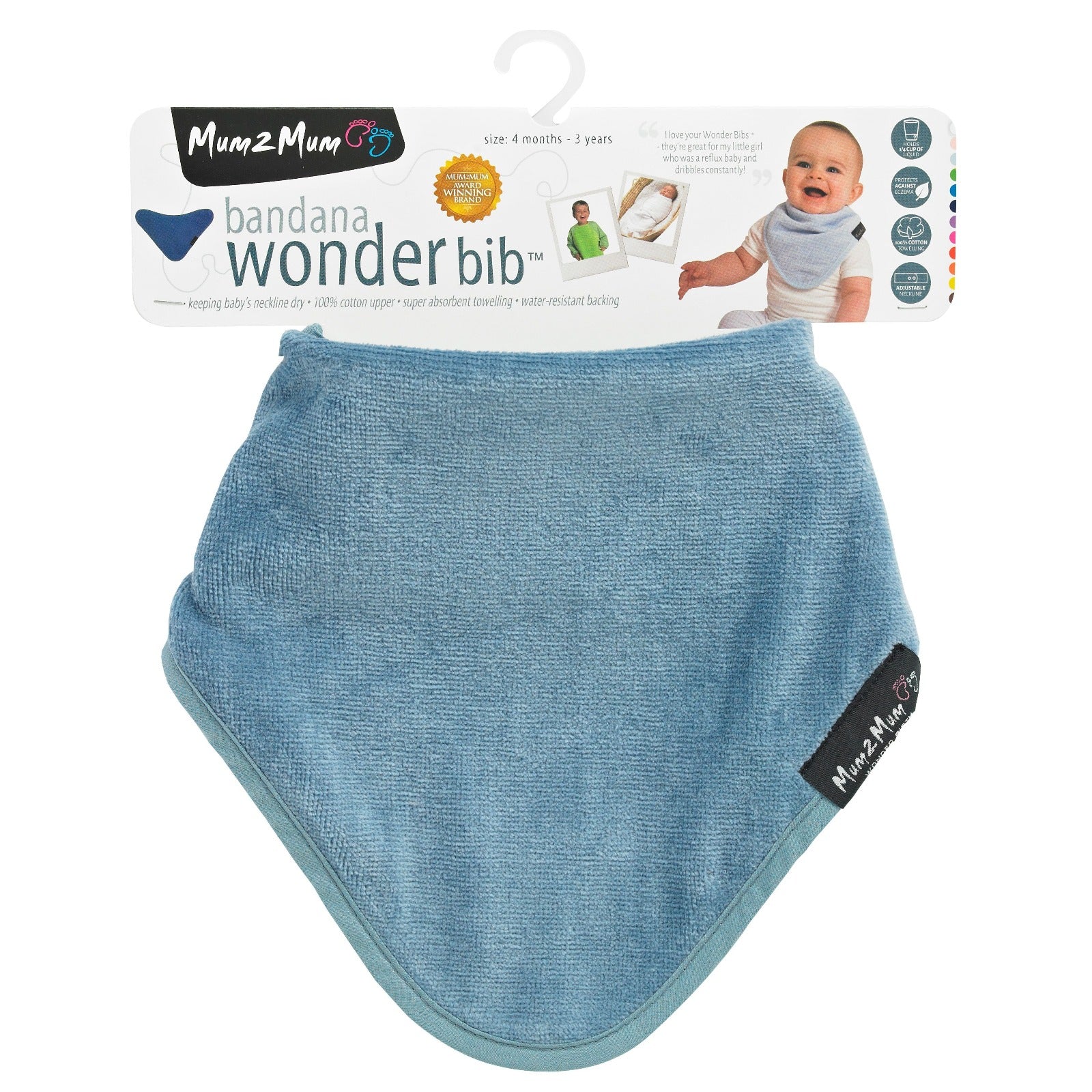 3 PACK - Mum 2 Mum Bandana Style Baby Bibs - Denim / Baby Blue / Stone - mezetto Baby&More Baby&More