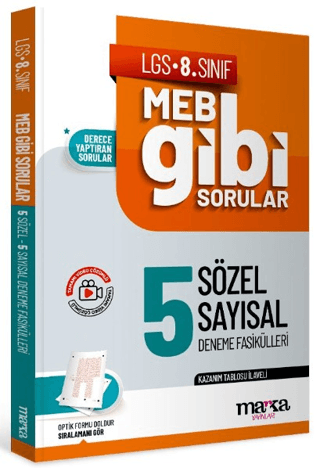 LGS 8. Sınıf MEB Gibi Sorular Fasiküller Halinde 5 Sözel ve Sayısal Deneme – Marka Yayınları kitap kapağı
