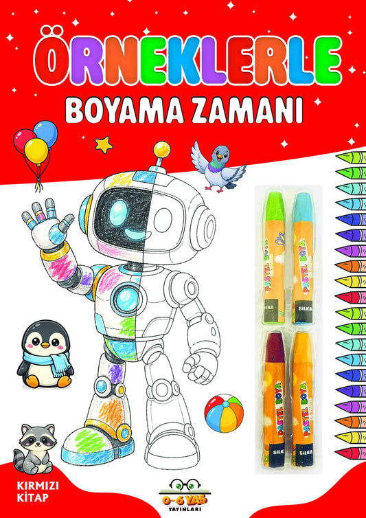 Örneklerle Boyama Zamanı - Kırmızı Kitap – 0-6 Yaş Yayınları kitap kapağı