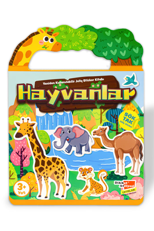 Hayvanlar - Sök Tak Yeniden Kullanılabilir Jelly Etkinlik Sticker Kitabı – Dikkat Atölyesi Yayınları kitap kapağı