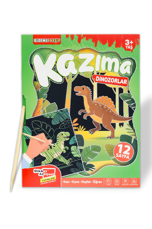 Dinozorlar Kazıma Etkinlik Kitabı – Dikkat Atölyesi Yayınları kitap kapağı