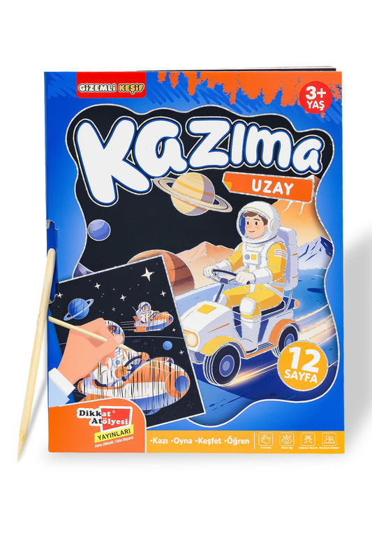 Uzay Kazıma Etkinlik Kitabı – Dikkat Atölyesi Yayınları kitap kapağı