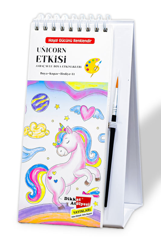 Unicorn Etkisi - Sulu Boya Etkinlik Kitabı – Dikkat Atölyesi Yayınları kitap kapağı