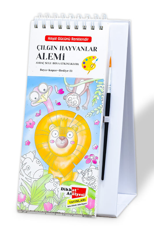 Çılgın Hayvanlar Alemi - Sulu Boya Etkinlik Kitabı – Dikkat Atölyesi Yayınları kitap kapağı