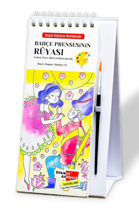 Bahçe Prensesinin Rüyası - Sulu Boya Etkinlik Kitabı – Dikkat Atölyesi Yayınları kitap kapağı