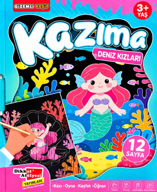Denizkızları Kazıma Etkinlik Kitabı – Dikkat Atölyesi Yayınları kitap kapağı