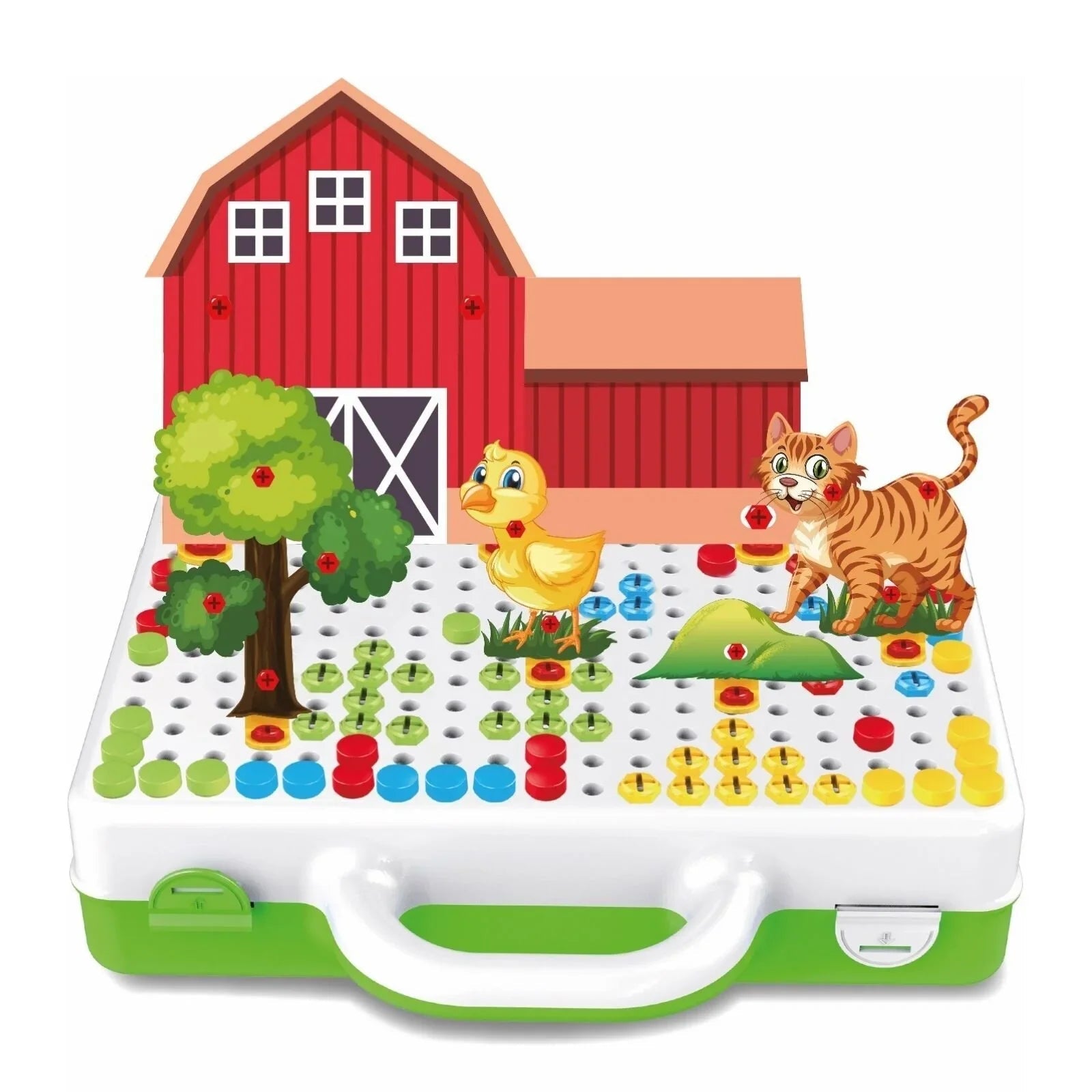 3D Stem Puzzle Toolbox with Driller - Farm Animals - mezetto ebebek ebebek