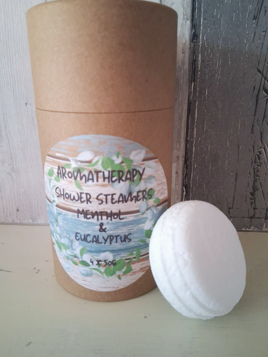 4 pack Aromatherapy Shower Steamers Menthol & Eucalyptus - mezetto Shopify Collective Somerset Natural Soaps