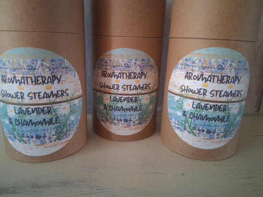 4 x pack aromatherapy Shower Steamers Lavender & Chamomile - mezetto Shopify Collective Somerset Natural Soaps