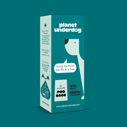 60 Planet Underdog Compostable Dog Poop Bags - Green Box - mezetto