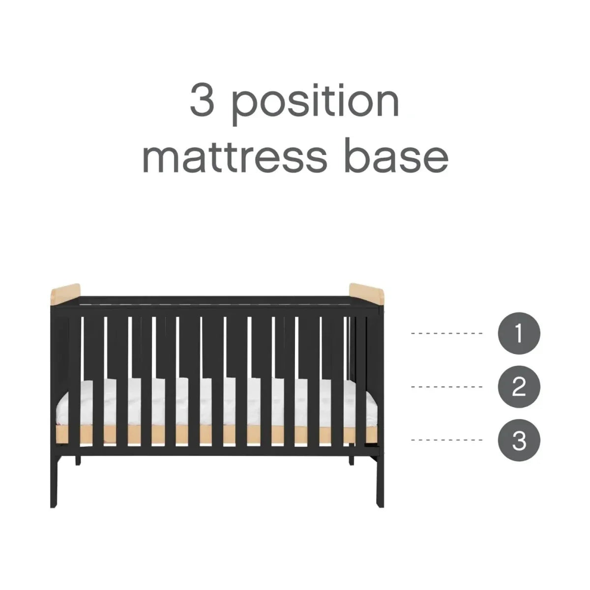 Tutti Bambini Rio Cot Bed with Cot Top Changer & Mattress - Slate/Honey Oak