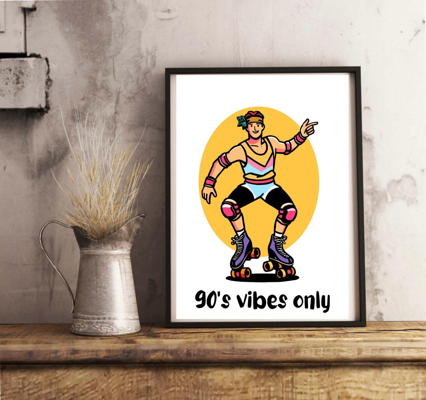 90s Vibes Only – Retro Roller Skater Art Print - mezetto KEOLIX KEOLIX
