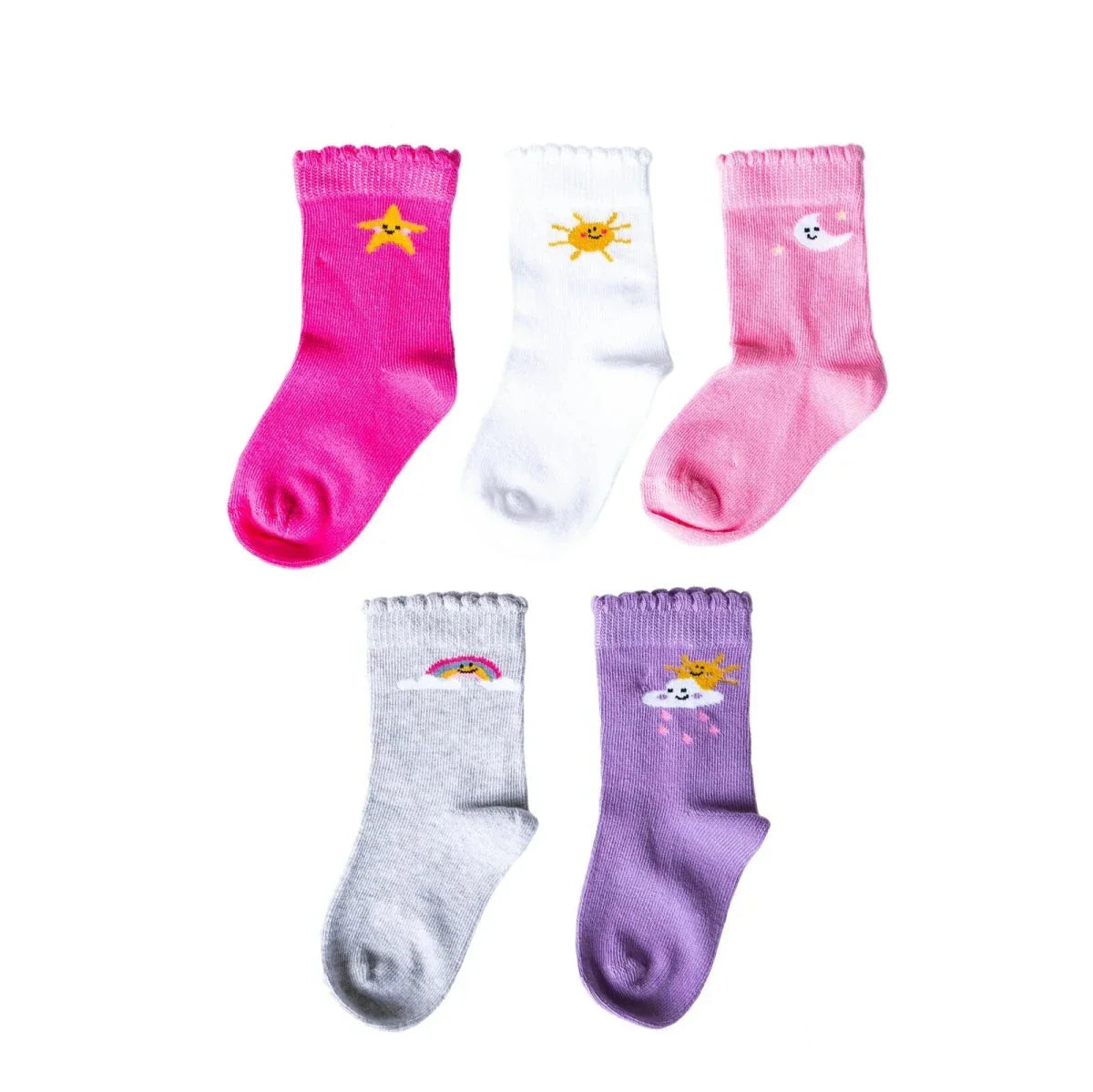 HelloBaby Girls 5-Pack Socks Sky - Pink