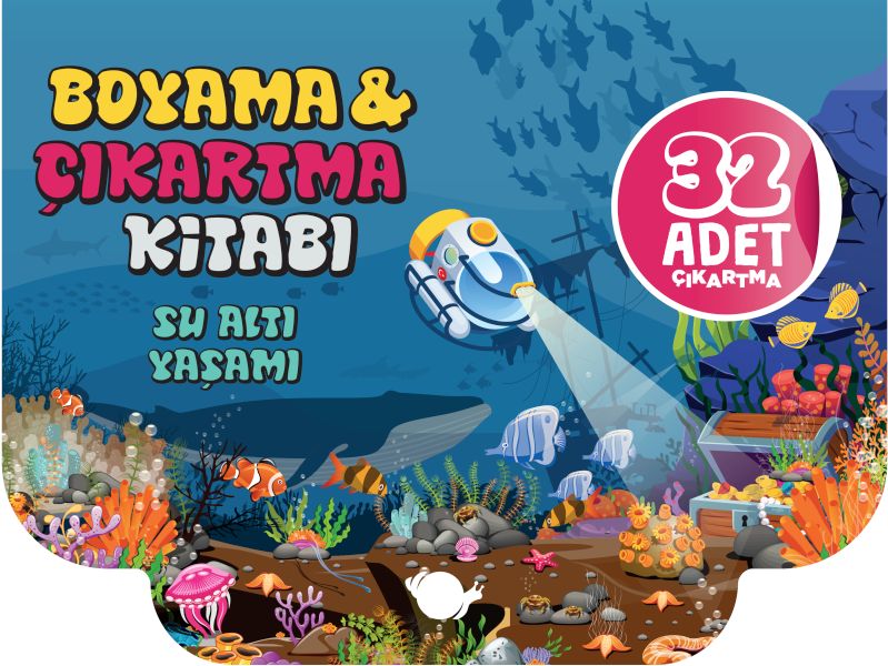 Su Altı Yaşamı - Boyama ve Çıkartma Kitabı - Çikolata Yayınevi Kitap
