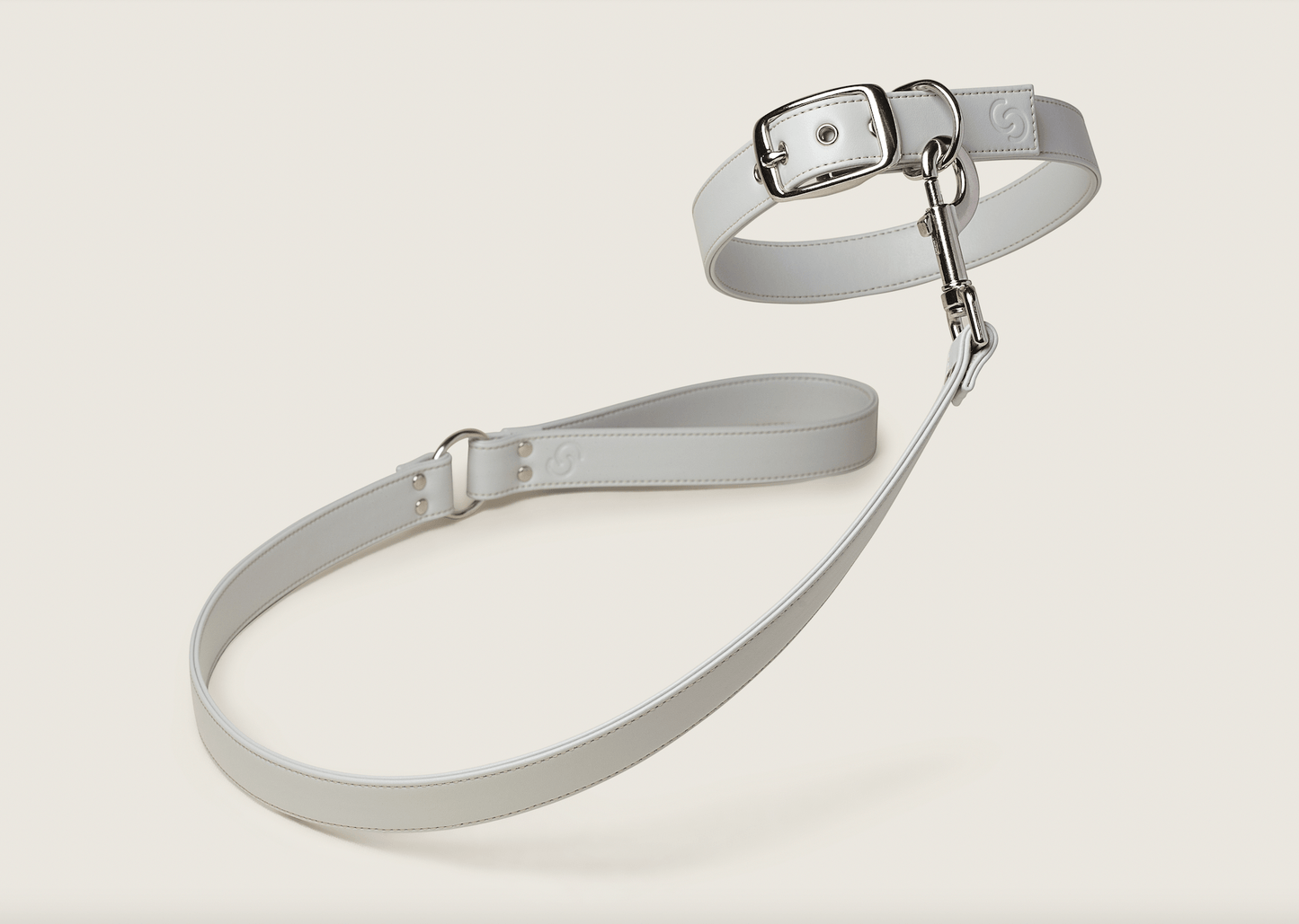 Ice blue vegan apple leather dog collar - mezetto