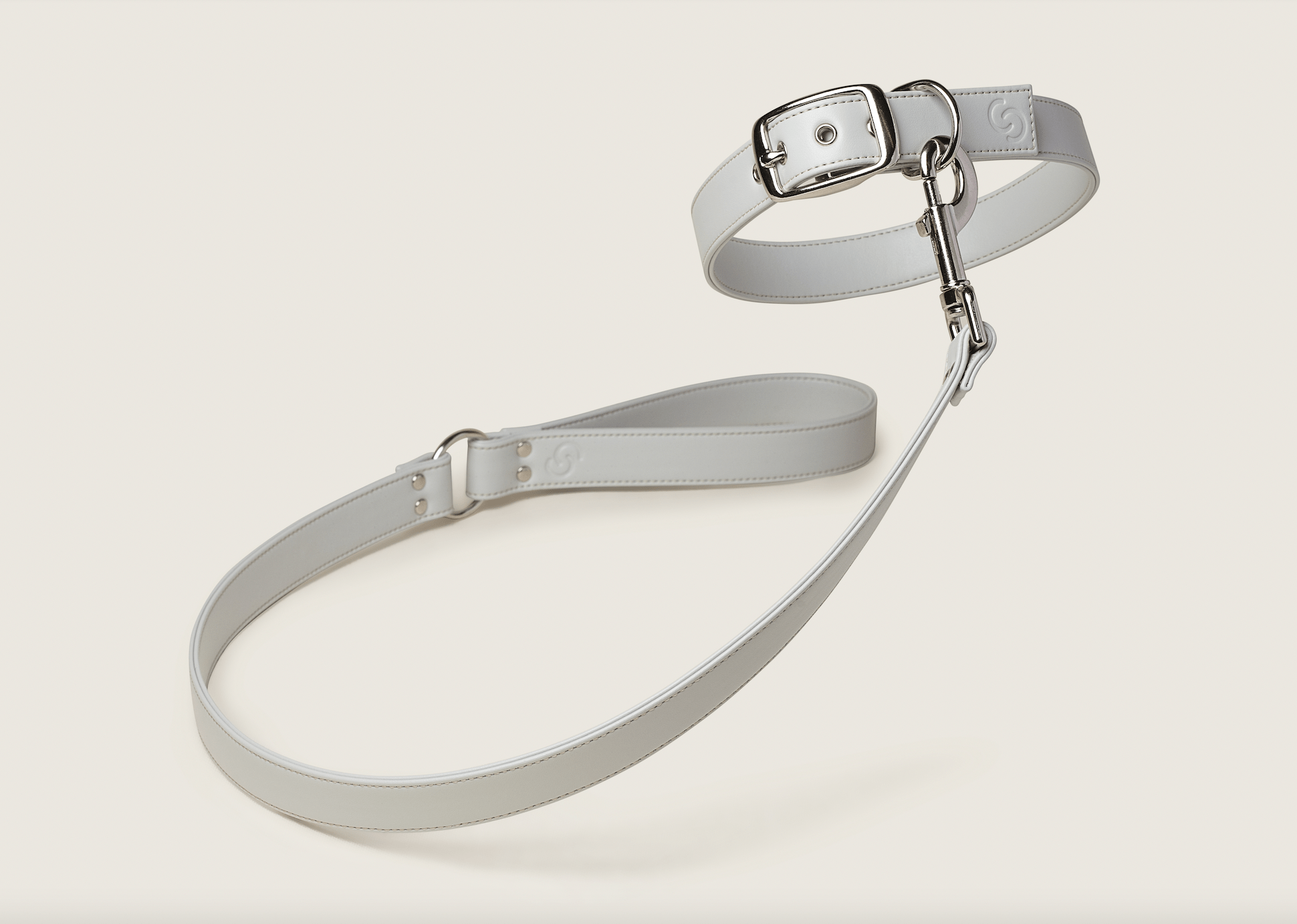 Ice blue vegan apple leather dog collar - mezetto