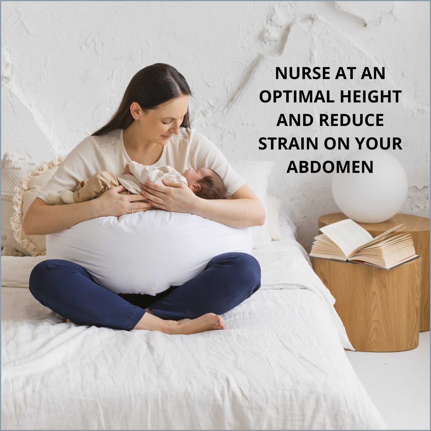 MINICAMP C-Shape Baby Feeding & Pregnancy Pillow with Organic White Cover | Kapok or PES Filling