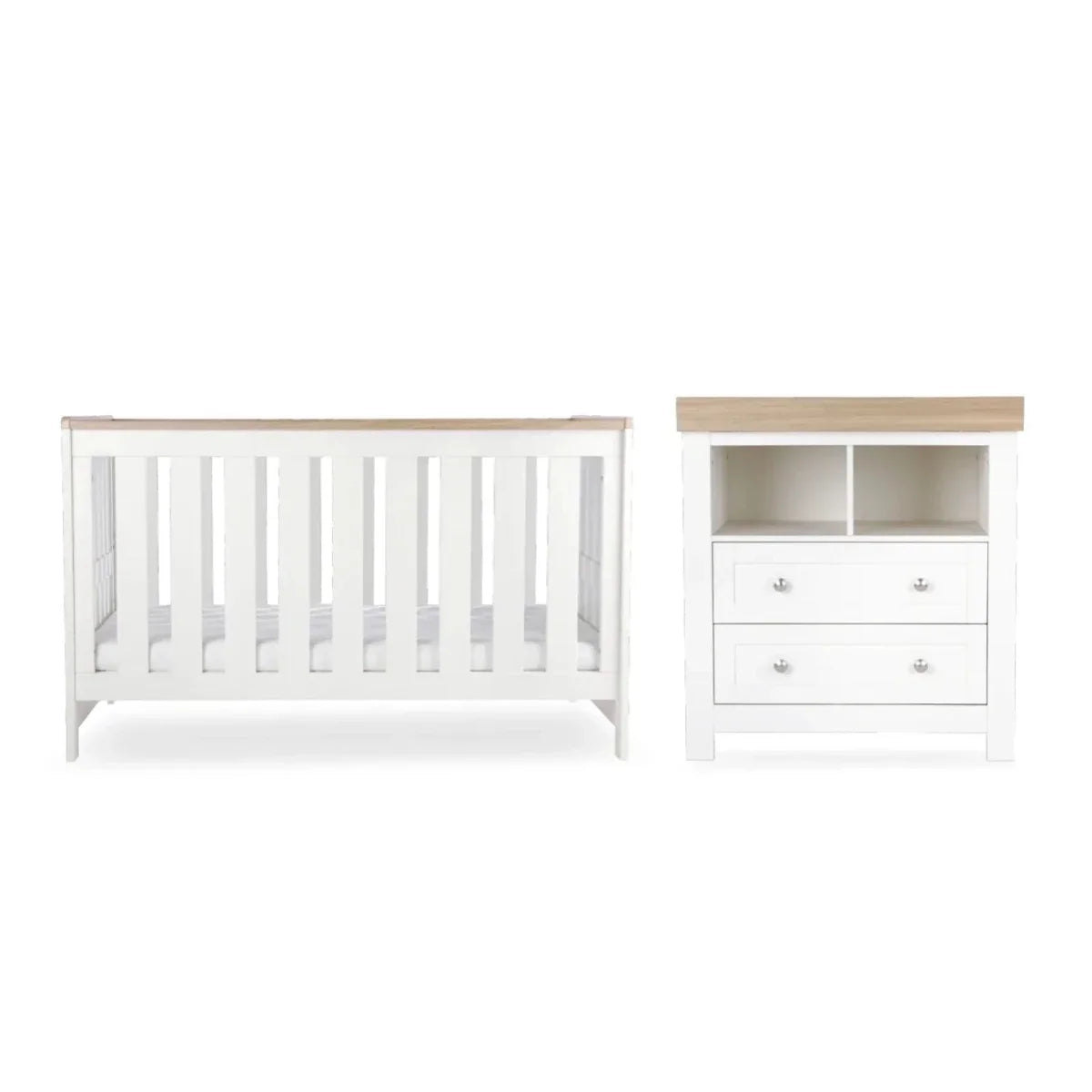 CuddleCo Burford 2 Piece Nursery Furniture Set - White/Oak