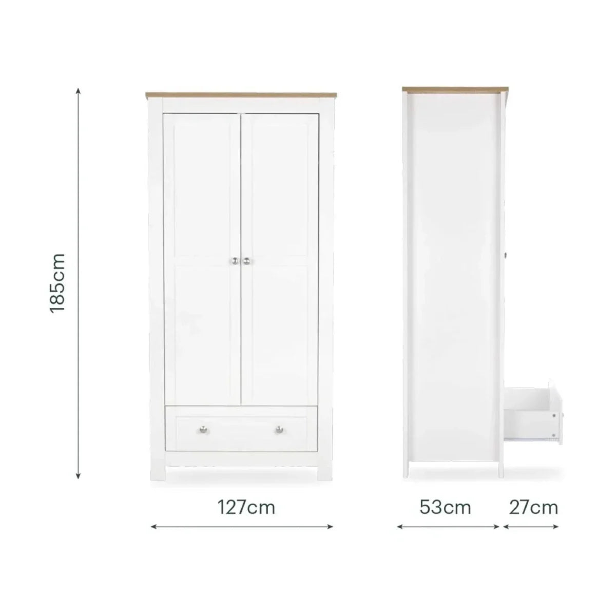 CuddleCo Burford 3 Piece Nursery Furniture Set - White/Oak