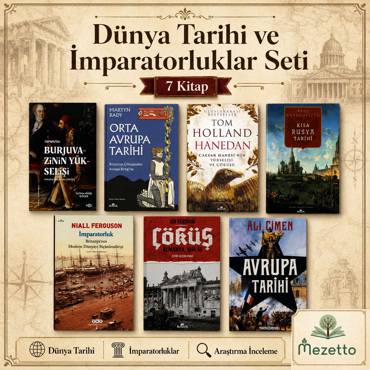 Dunya Tarihi ve Imparatorluklar Seti | 7 Kitap kolaj