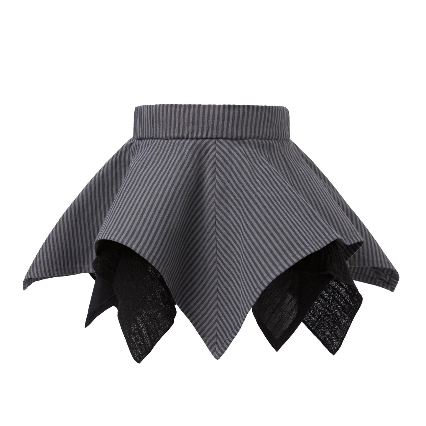 Handkerchief Skirt in Gray Stripes-0