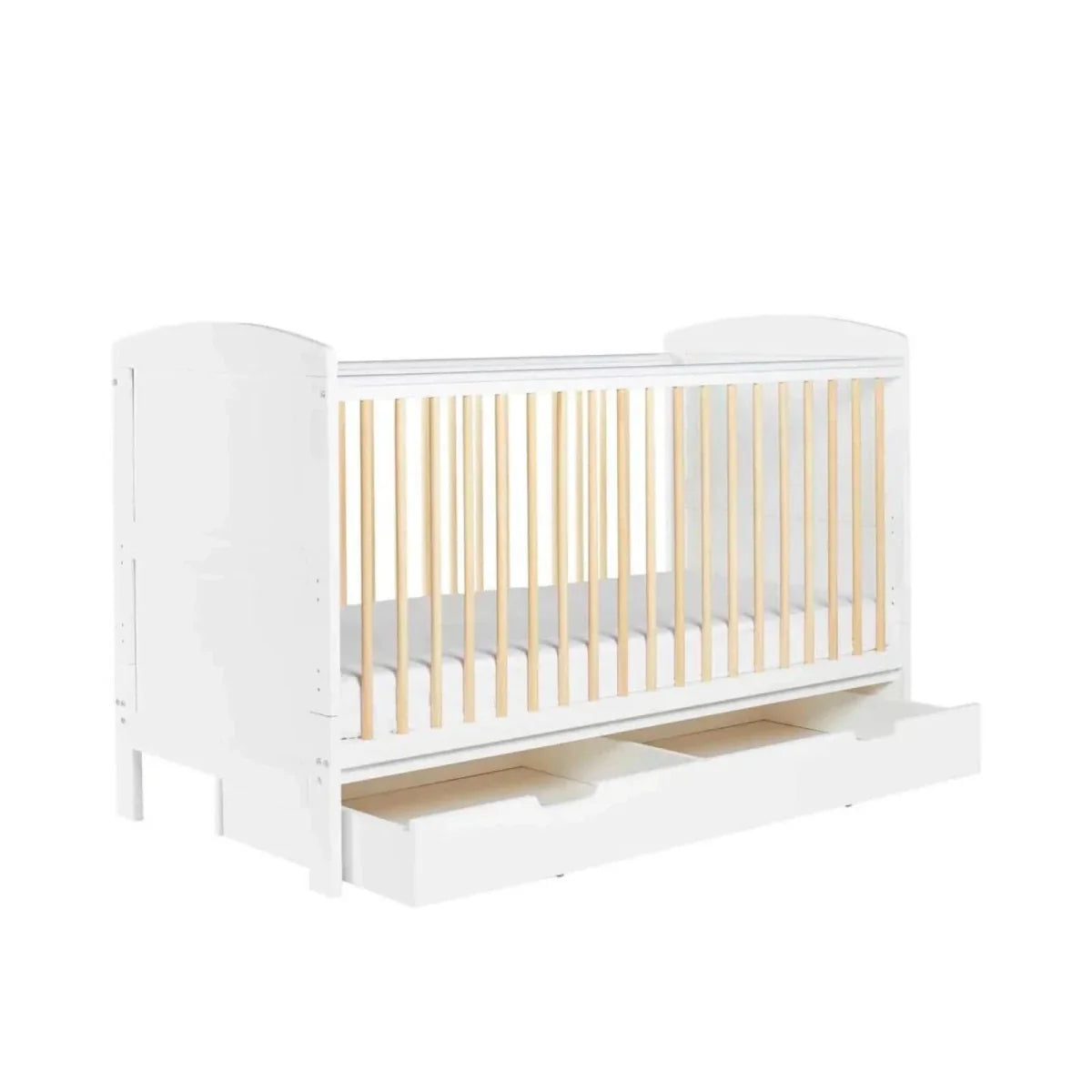 Ickle Bubba Coleby Scandi Cot Bed with Under Drawer Scandi White - Without Mattress